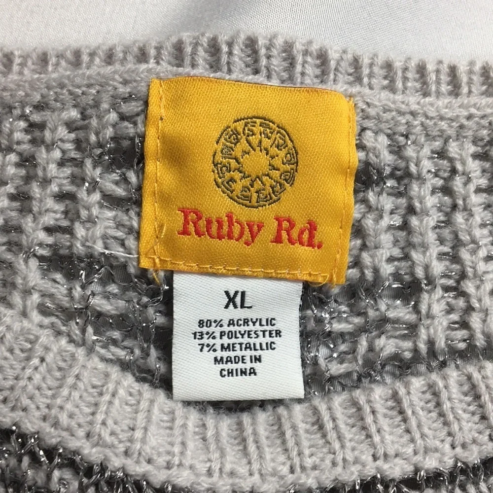 Ruby Rd Women’s Gray and Silver Glitter Sweater Size XL Like-NEW Condition
